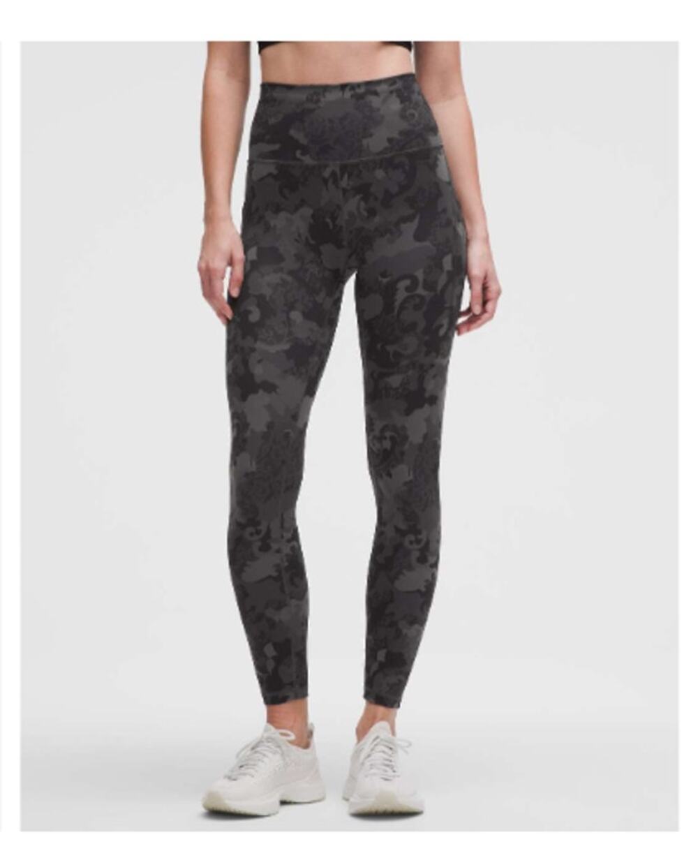 Lululemon 12 Wunder Train High-Rise Tight 25" Hidden Heritage Lace Black Print